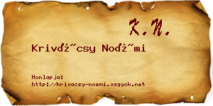 Krivácsy Noémi névjegykártya