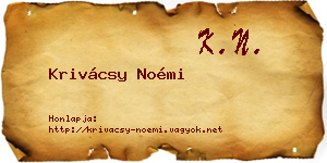 Krivácsy Noémi névjegykártya